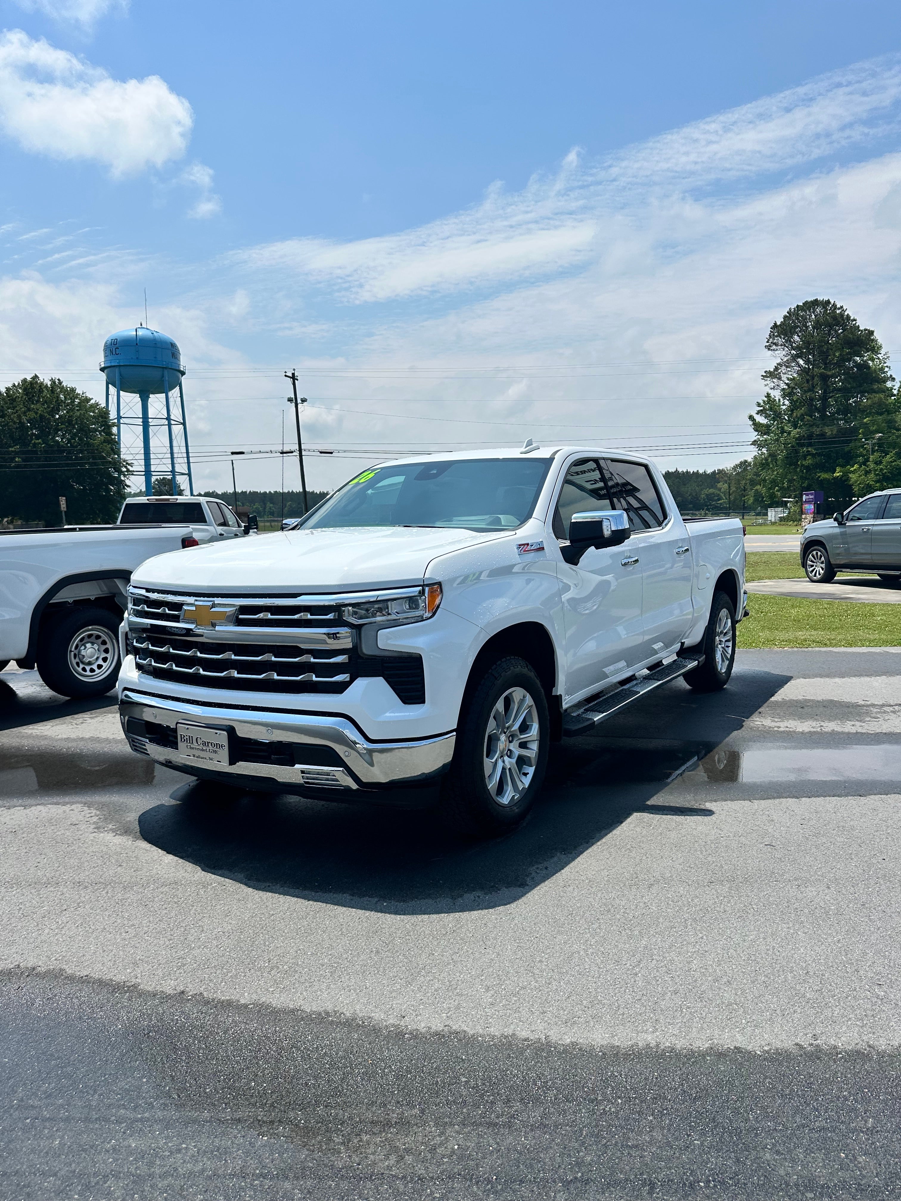 2026 Chevrolet Silverado 1500 LTZ in Summit White — front three-quarter view