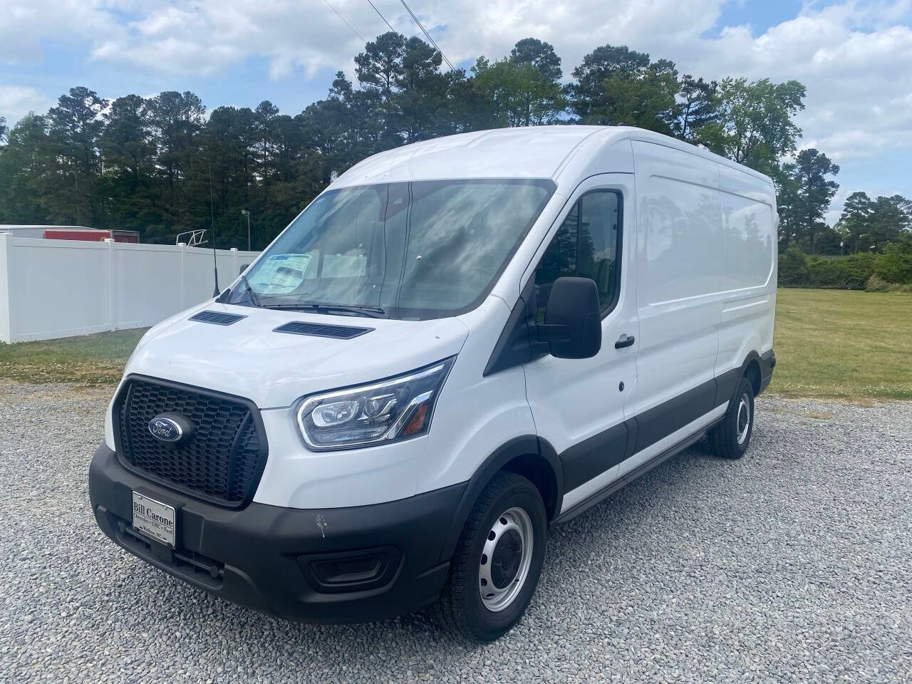 2025 Ford Transit 250 3dr LWB Medium Roof Cargo Van in White — front three-quarter view